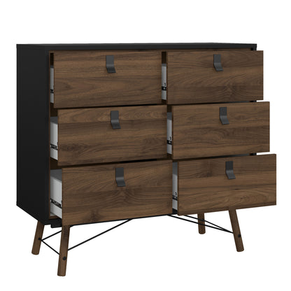 Raya 6 Drawer Chest in Matt Black Walnut