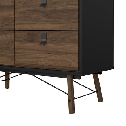 Raya 6 Drawer Chest in Matt Black Walnut