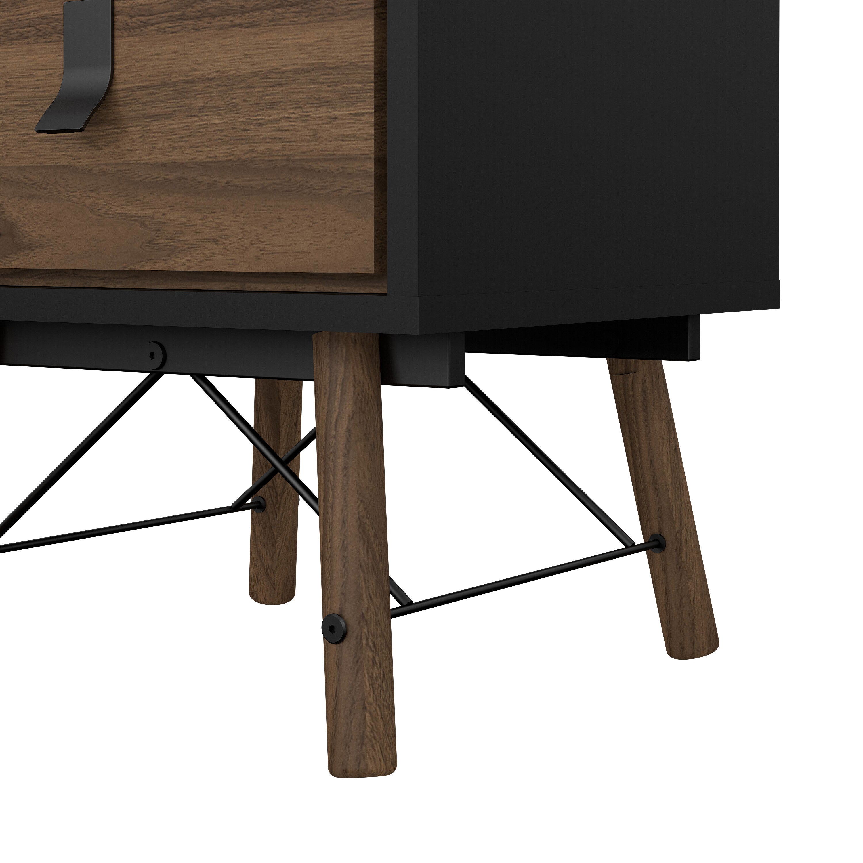 Raya Bedside Cabinet 2 Drawer in Matt Black Walnut