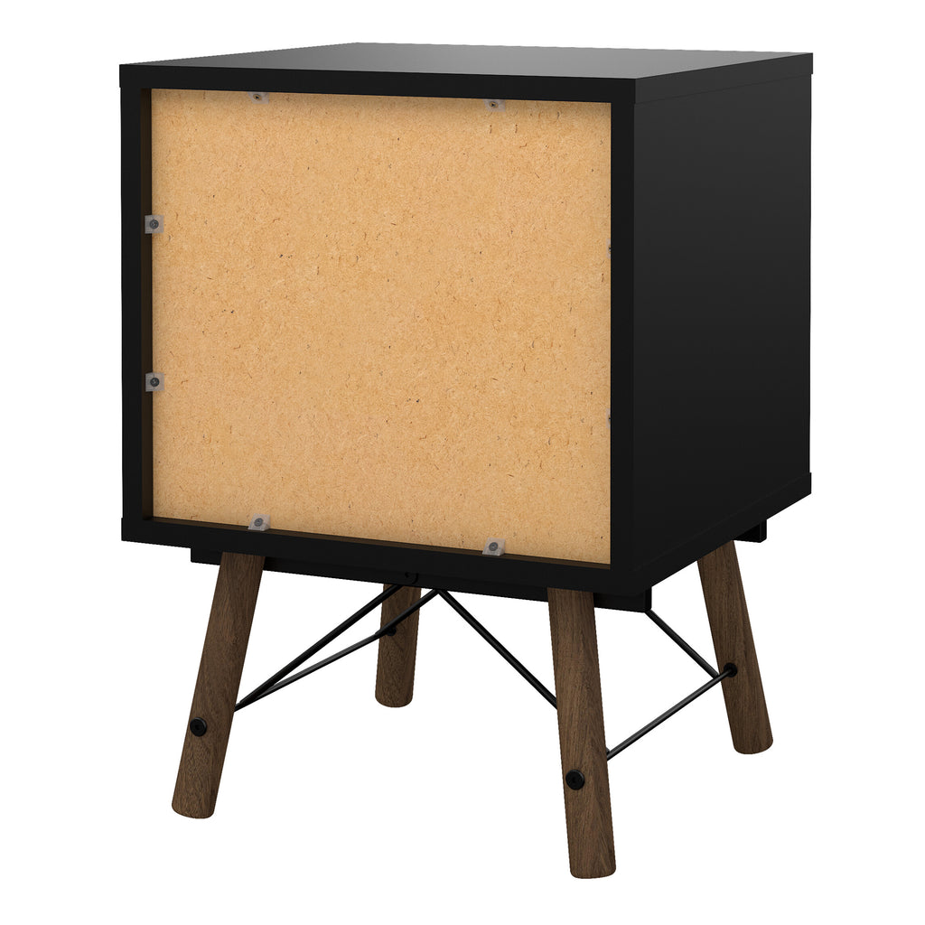 Raya Bedside Cabinet 2 Drawer in Matt Black Walnut