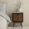 Raya Bedside Cabinet 2 Drawer in Matt Black Walnut