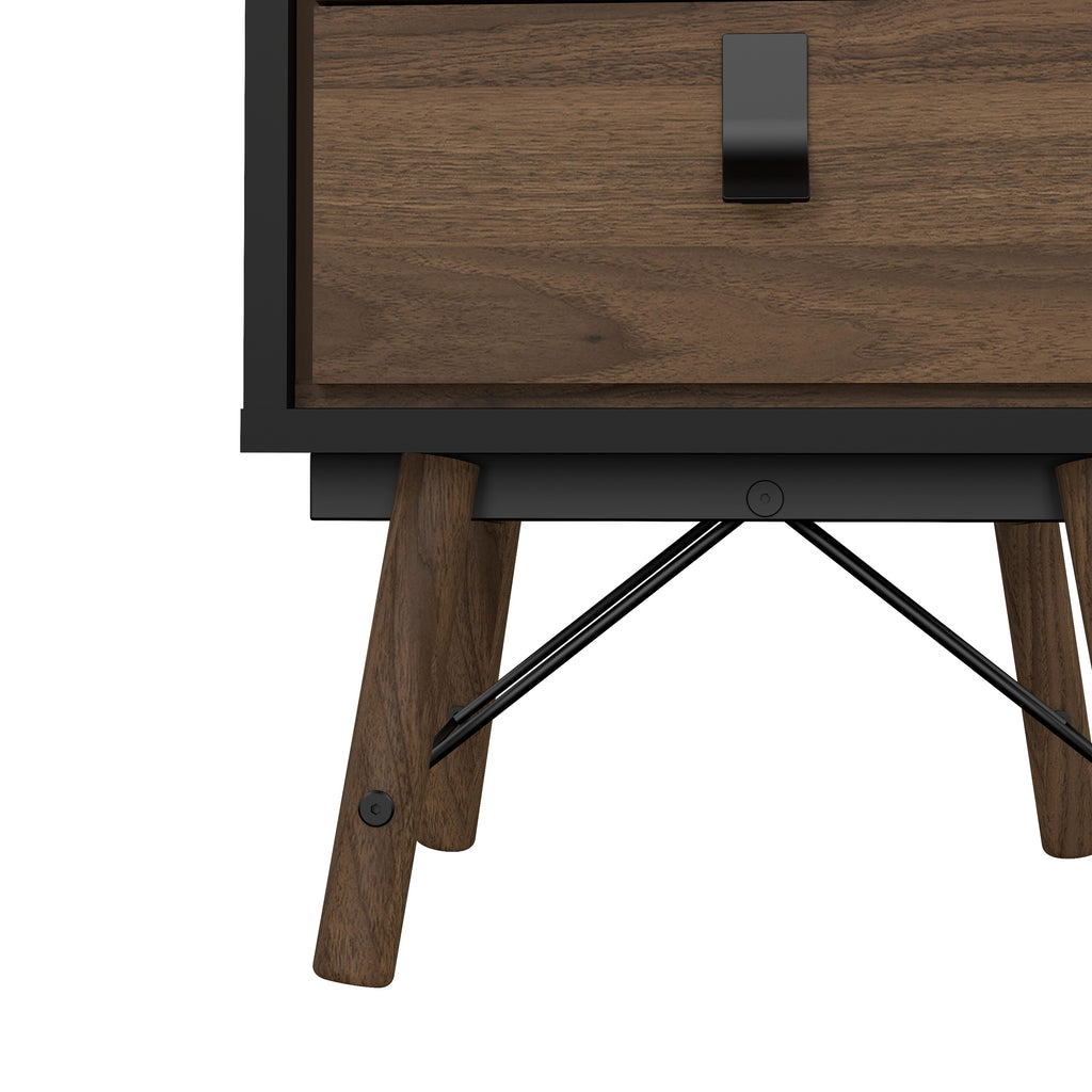 Raya Bedside Cabinet 2 Drawer in Matt Black Walnut