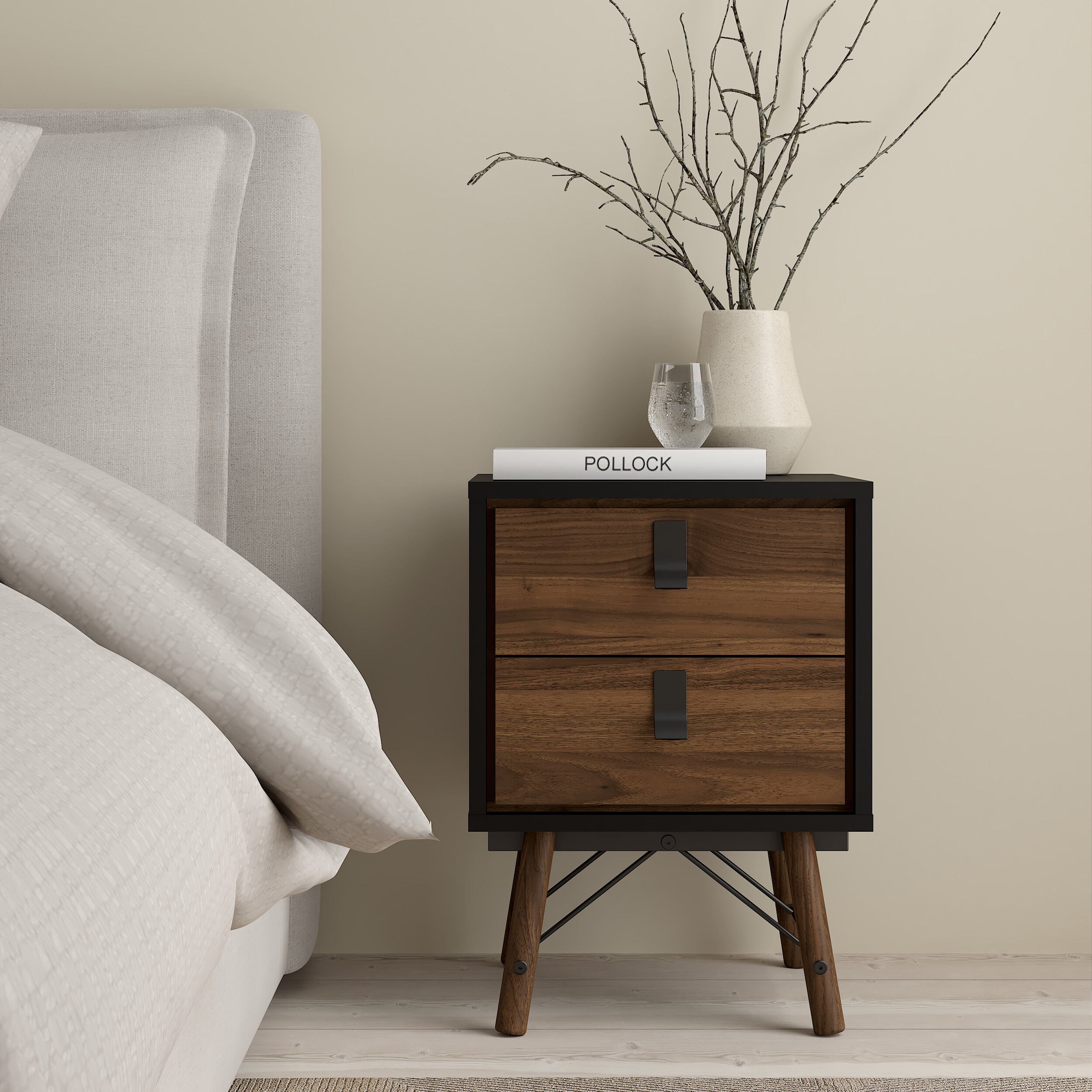 Raya Trio Bedroom Set -  in Matt Black Walnut