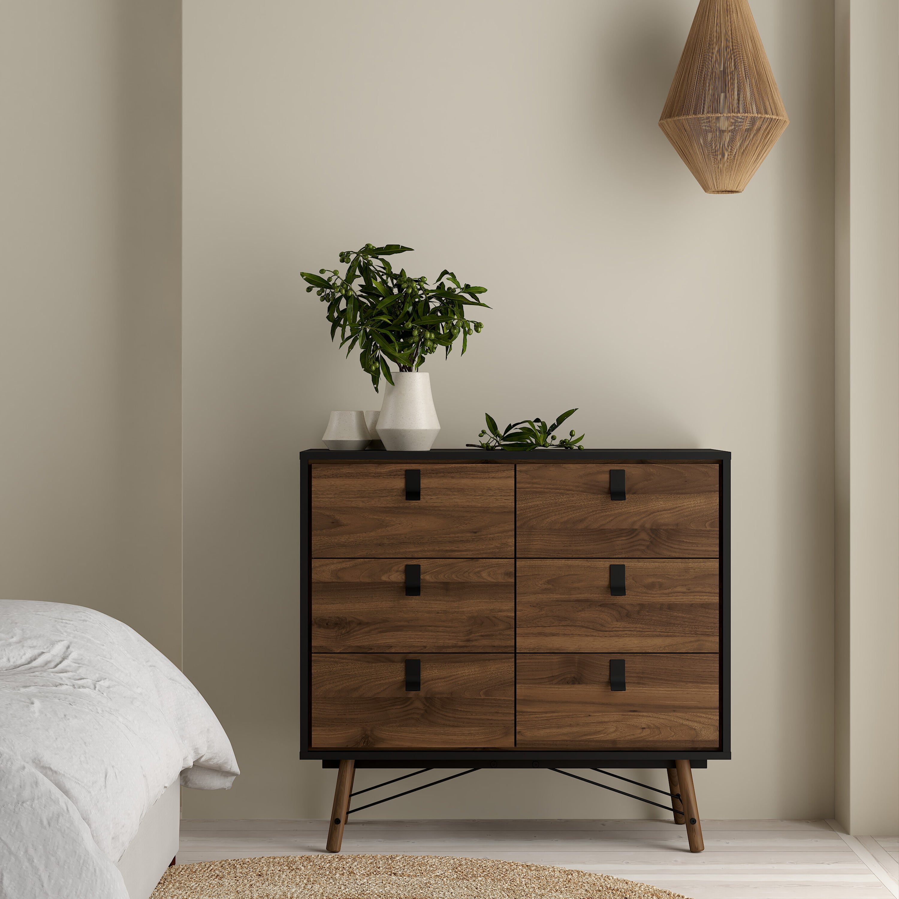 Raya Trio Bedroom Set -  in Matt Black Walnut