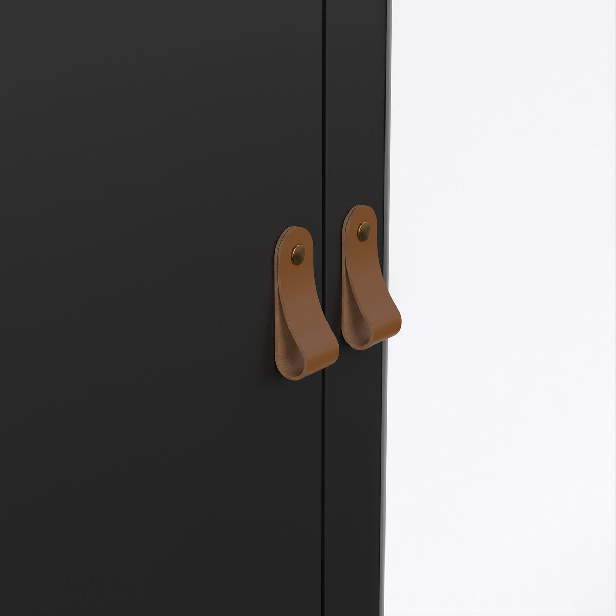 Barcelona Wardrobe with 2 Doors 1 Mirror Door 2 Drawers in Matt Black