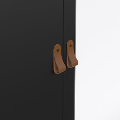 Barcelona Wardrobe with 2 Doors 1 Mirror Door 2 Drawers in Matt Black