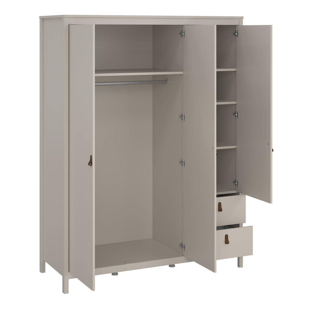 Barcelona Wardrobe with 2 Doors + 1 Mirror Door + 2 Drawers in Cashmere