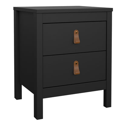 Barcelona Bedside Table 2 Drawers in Matt Black