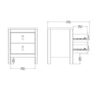 Barcelona Bedside Table 2 Drawers in Matt Black