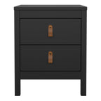 Barcelona Bedside Table 2 Drawers in Matt Black