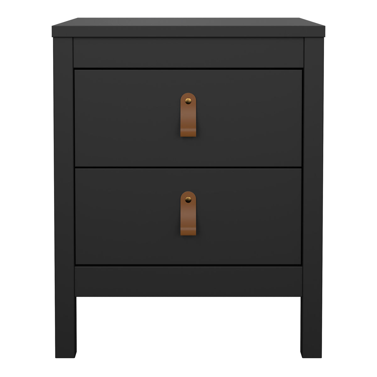 Barcelona Bedside Table 2 Drawers in Matt Black