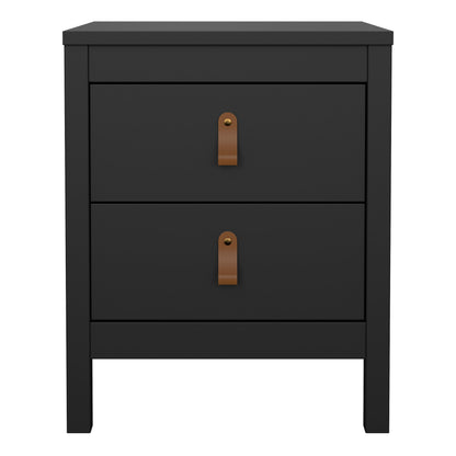 Barcelona Bedside Table 2 Drawers in Matt Black