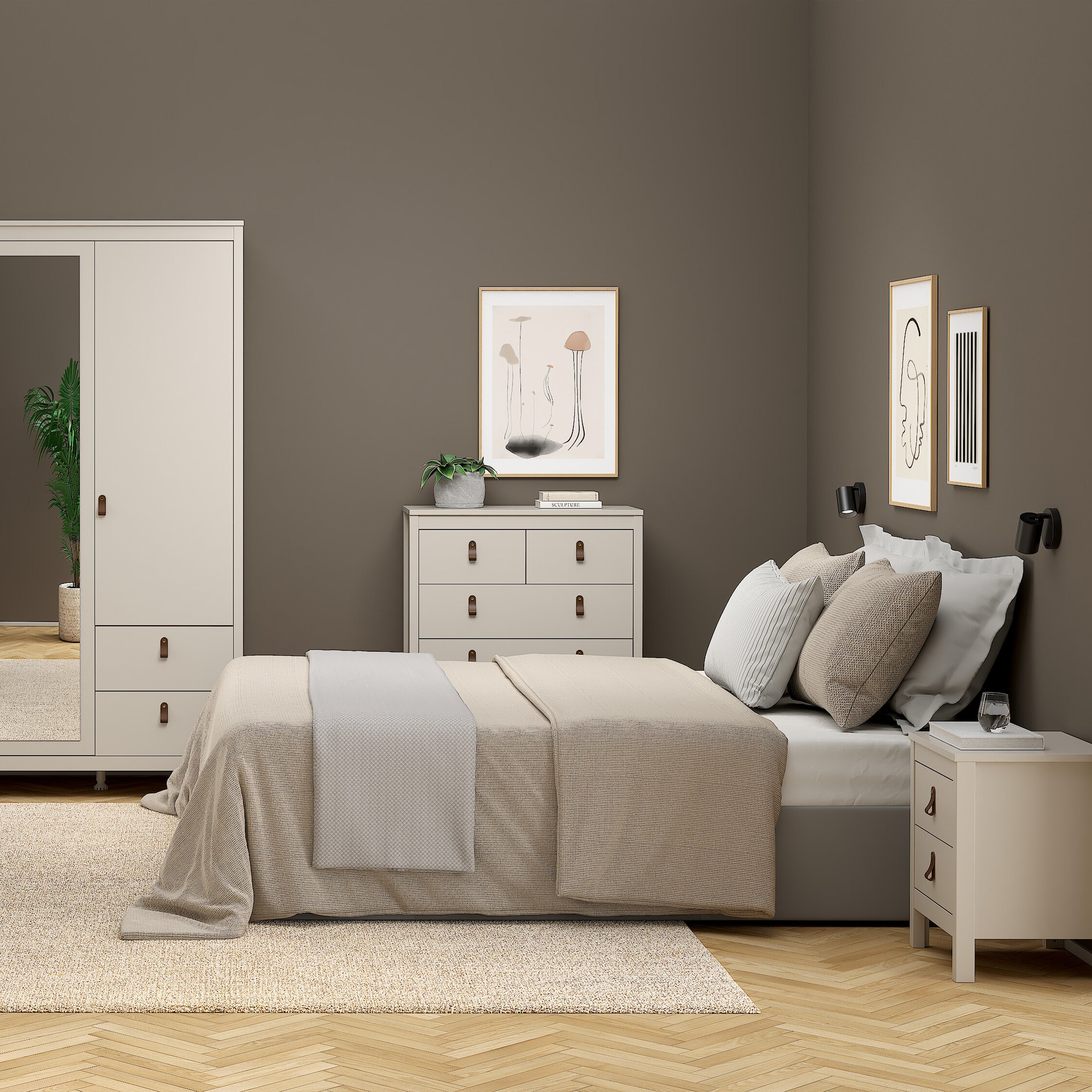 Barcelona Bedside Table 2 Drawers in Cashmere