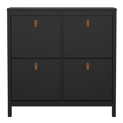 Barcelona Shoe Cabinet 4 Flip Down Doors in Matt Black