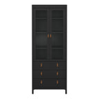 Barcelona China Cabinet 2 Glass Doors with 3 Drawers in Matt Black