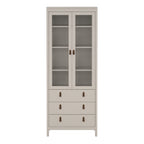 Barcelona China Cabinet 2 Glass Doors with 3 Drawers in Cashmere