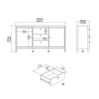 Barcelona Sideboard 2 Doors 3 Drawers in Matt Black