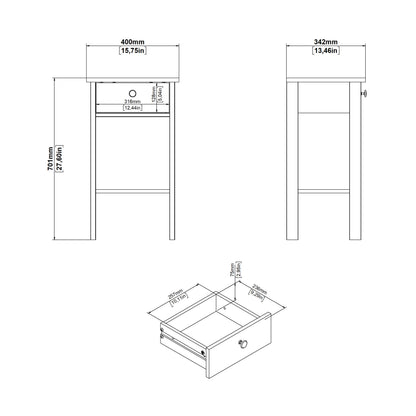 Barcelona Bedside Table with 1 Drawer in Matt Black