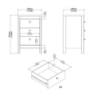 Barcelona Bedside Table 3 Drawers in Cashmere