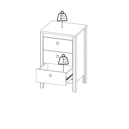 Barcelona Bedside Table 3 Drawers in Cashmere