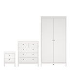 Maria Trio - Bedside Table 2 Drawers/ 3+2 DrawerChest/ 2 Door Wardrobe in White