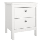 Maria Trio - Bedside Table 2 Drawers/ 3+2 DrawerChest/ 2 Door Wardrobe in White