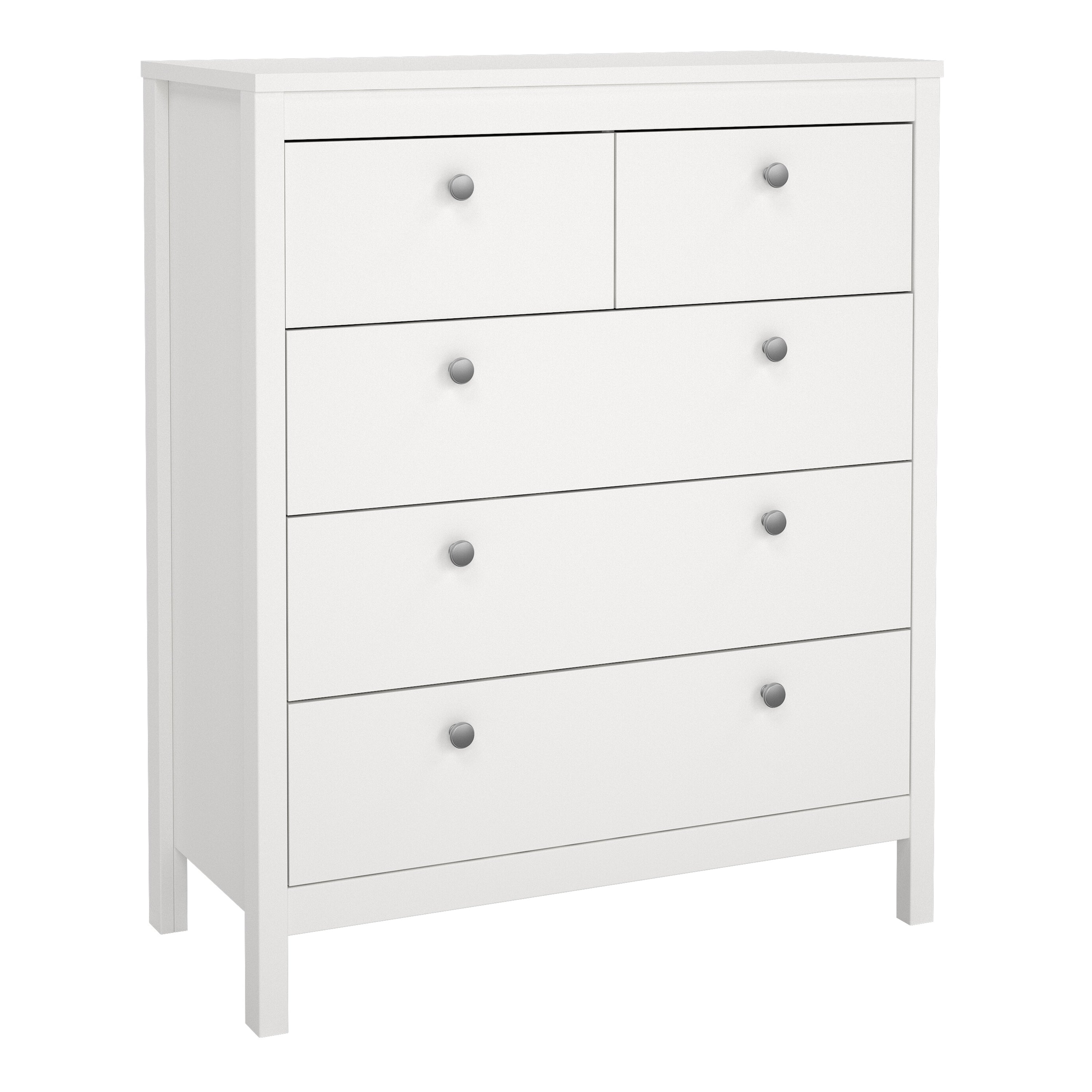 Maria Trio - Bedside Table 2 Drawers/ 3+2 DrawerChest/ 2 Door Wardrobe in White