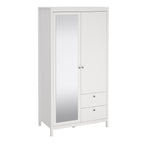 Maria Wardrobe with 1 Door 1 Mirror Door 2 Drawers White