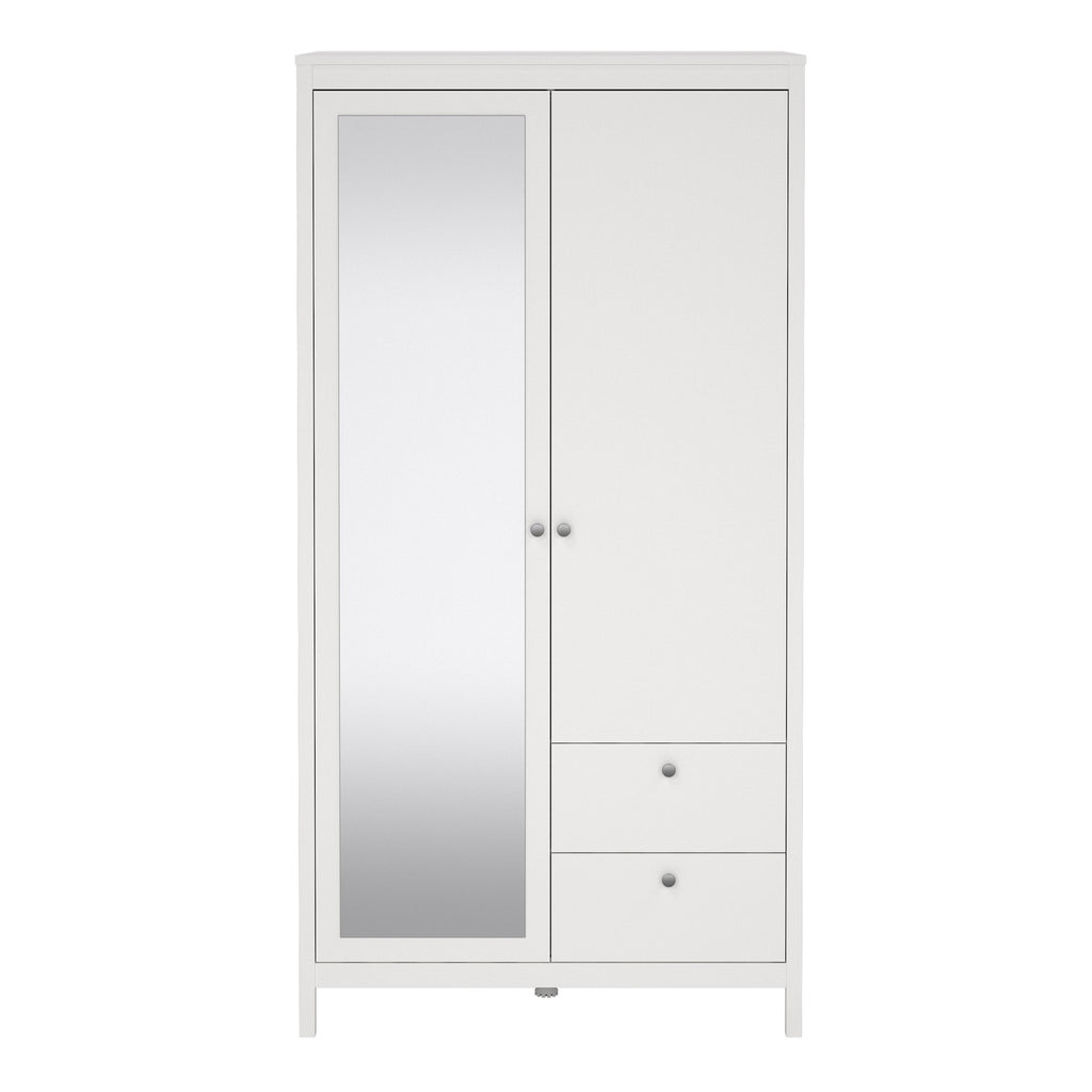 Maria Wardrobe with 1 Door 1 Mirror Door 2 Drawers White