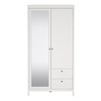 Maria Wardrobe with 1 Door 1 Mirror Door 2 Drawers White