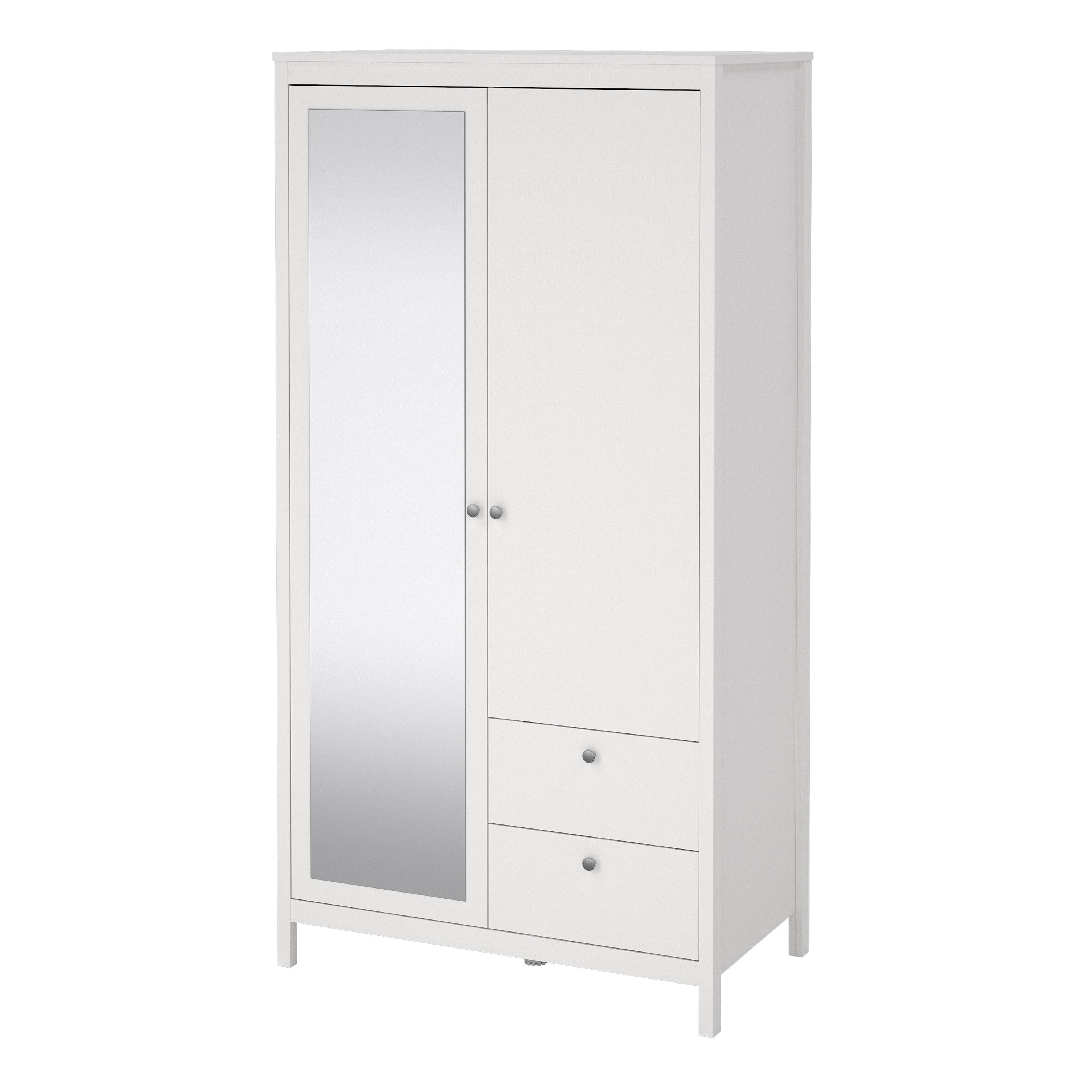 Maria Wardrobe with 1 Door 1 Mirror Door 2 Drawers White