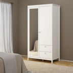 Maria Wardrobe with 1 Door 1 Mirror Door 2 Drawers White