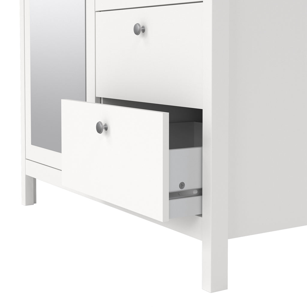 Maria Wardrobe with 1 Door 1 Mirror Door 2 Drawers White