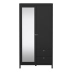 Maria Wardrobe with 1 Door 1 Mirror Door 2 Drawers Matt Black