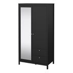 Maria Wardrobe with 1 Door 1 Mirror Door 2 Drawers Matt Black