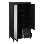 Maria Wardrobe with 1 Door 1 Mirror Door 2 Drawers Matt Black