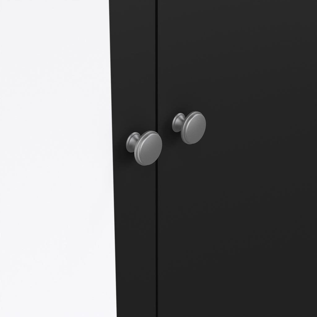 Maria Wardrobe with 1 Door 1 Mirror Door 2 Drawers Matt Black