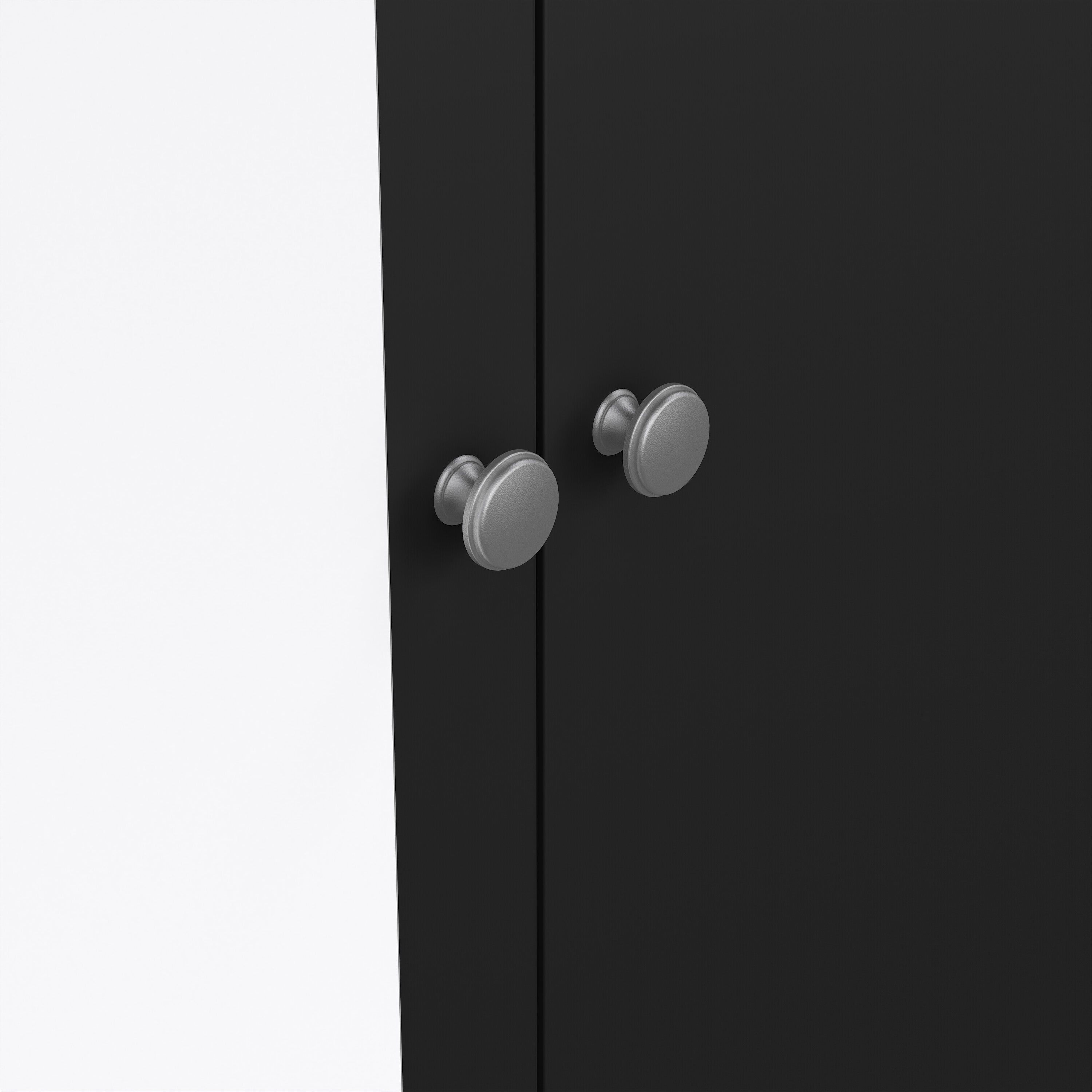 Maria Wardrobe with 1 Door 1 Mirror Door 2 Drawers Matt Black