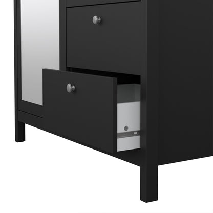 Maria Wardrobe with 1 Door 1 Mirror Door 2 Drawers Matt Black