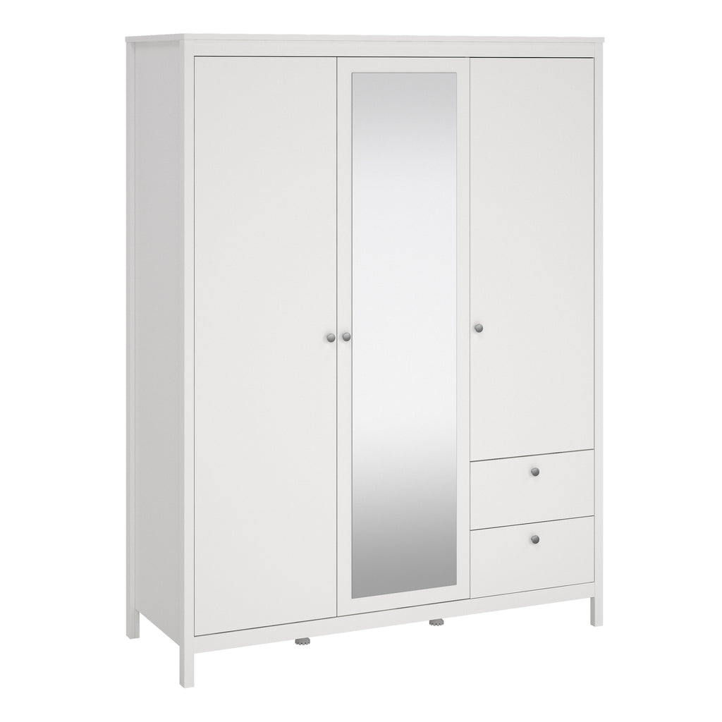 Maria  Wardrobe with 2 Doors 1 Mirror Door 2 Drawers White