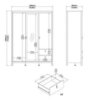 Maria  Wardrobe with 2 Doors 1 Mirror Door 2 Drawers White
