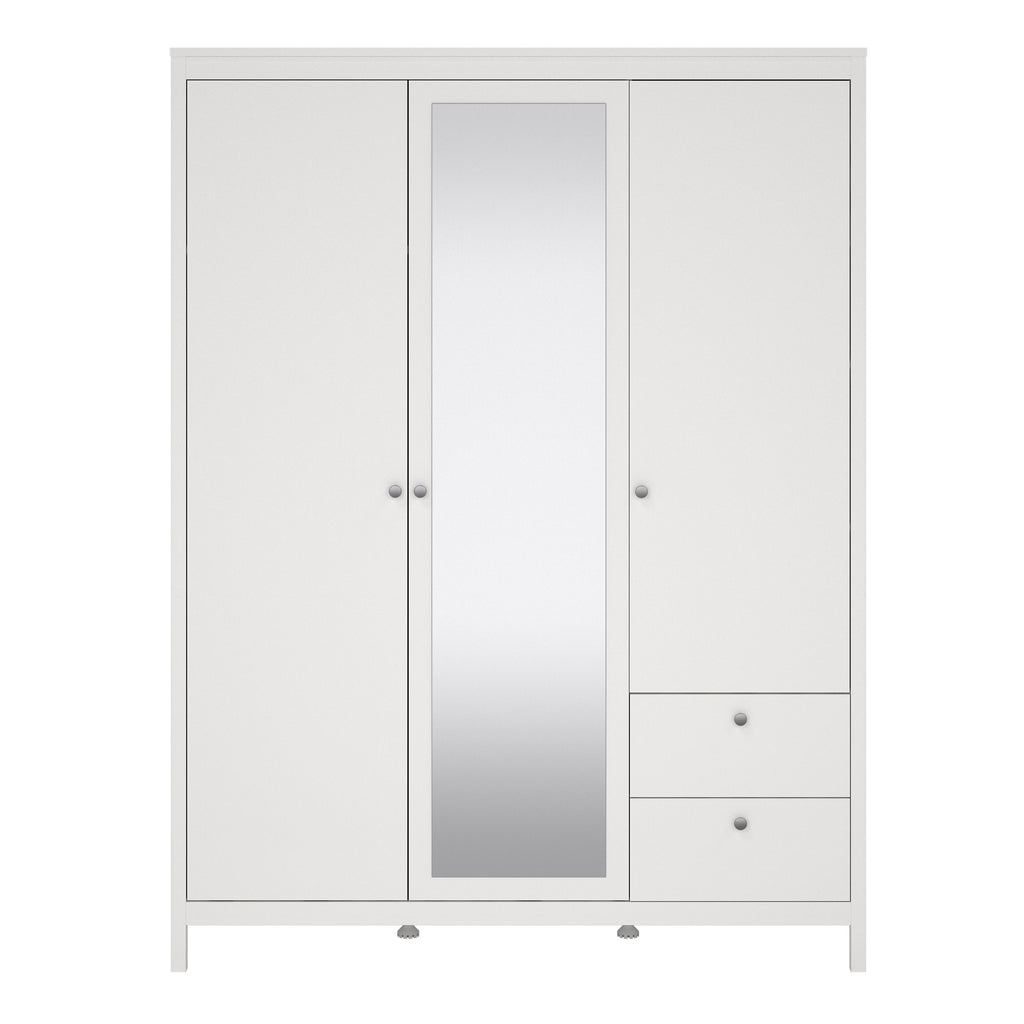 Maria  Wardrobe with 2 Doors 1 Mirror Door 2 Drawers White