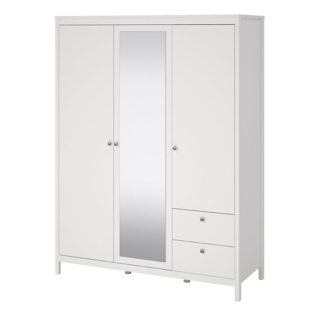 Maria  Wardrobe with 2 Doors 1 Mirror Door 2 Drawers White