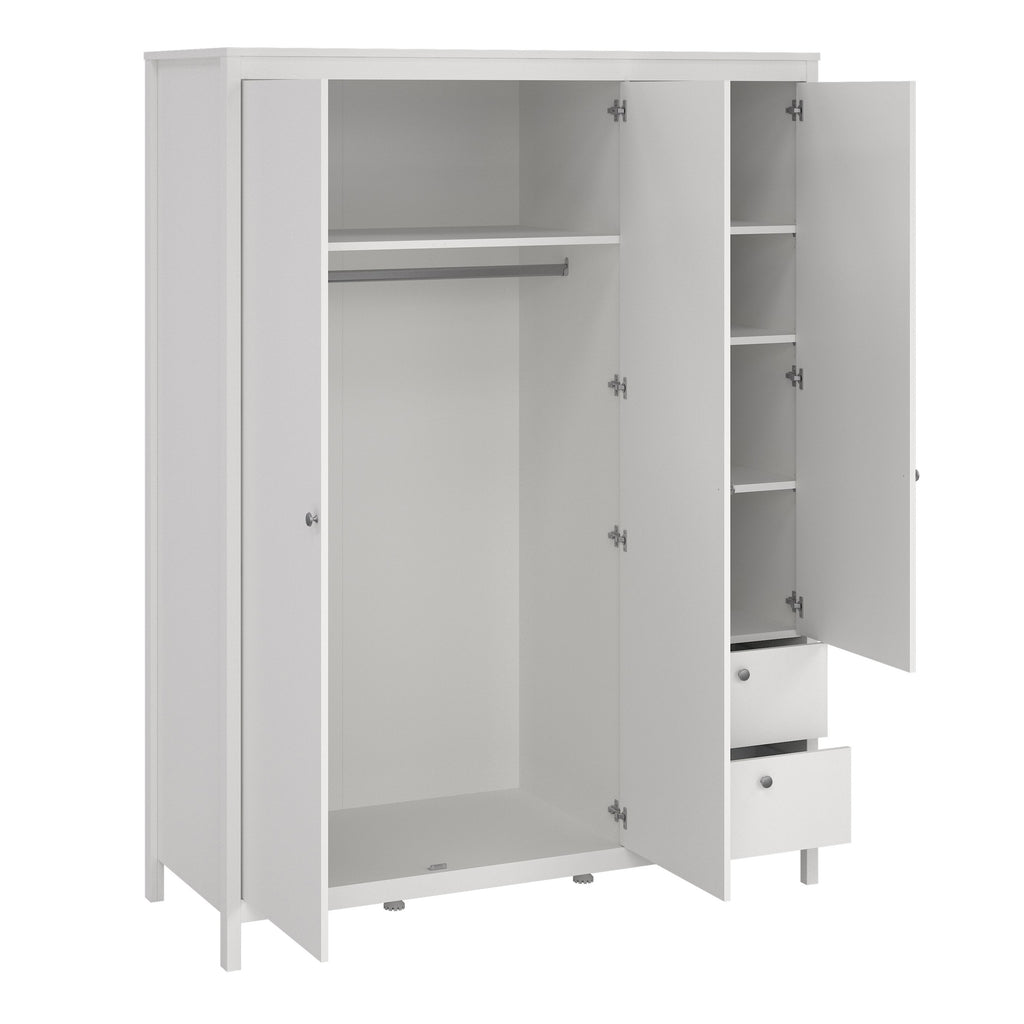 Maria  Wardrobe with 2 Doors 1 Mirror Door 2 Drawers White