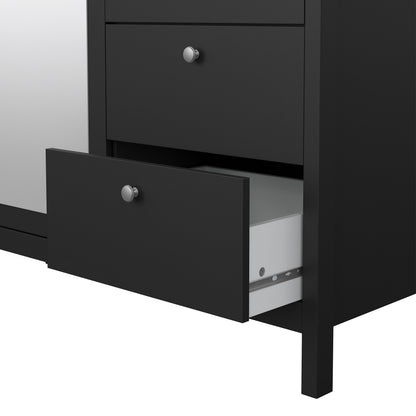 Maria Wardrobe with 2 Doors 1 Mirror Door 2 Drawers Matt Black