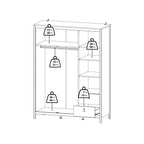 Maria Wardrobe with 2 Doors 1 Mirror Door 2 Drawers Matt Black
