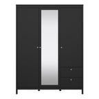 Maria Wardrobe with 2 Doors 1 Mirror Door 2 Drawers Matt Black