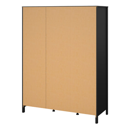 Maria Wardrobe with 2 Doors 1 Mirror Door 2 Drawers Matt Black