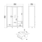 Maria Wardrobe with 2 Doors + 1 Mirror Door + 2 Drawers in Cashmere
