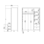 Maria Wardrobe with 2 Doors + 1 Mirror Door + 2 Drawers in Cashmere